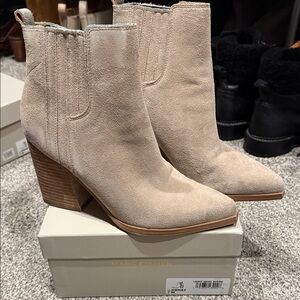 Marc Fisher Women's Beige Suede Heeled Boots